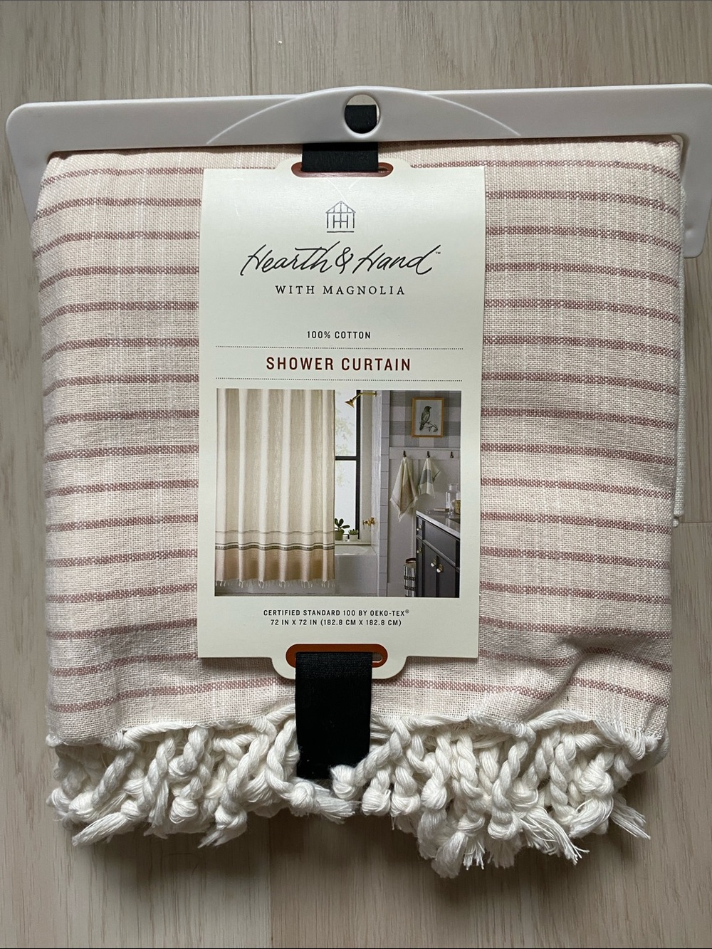 Hearth and Hand Cotton Shower Curtain Cream and Light Pink